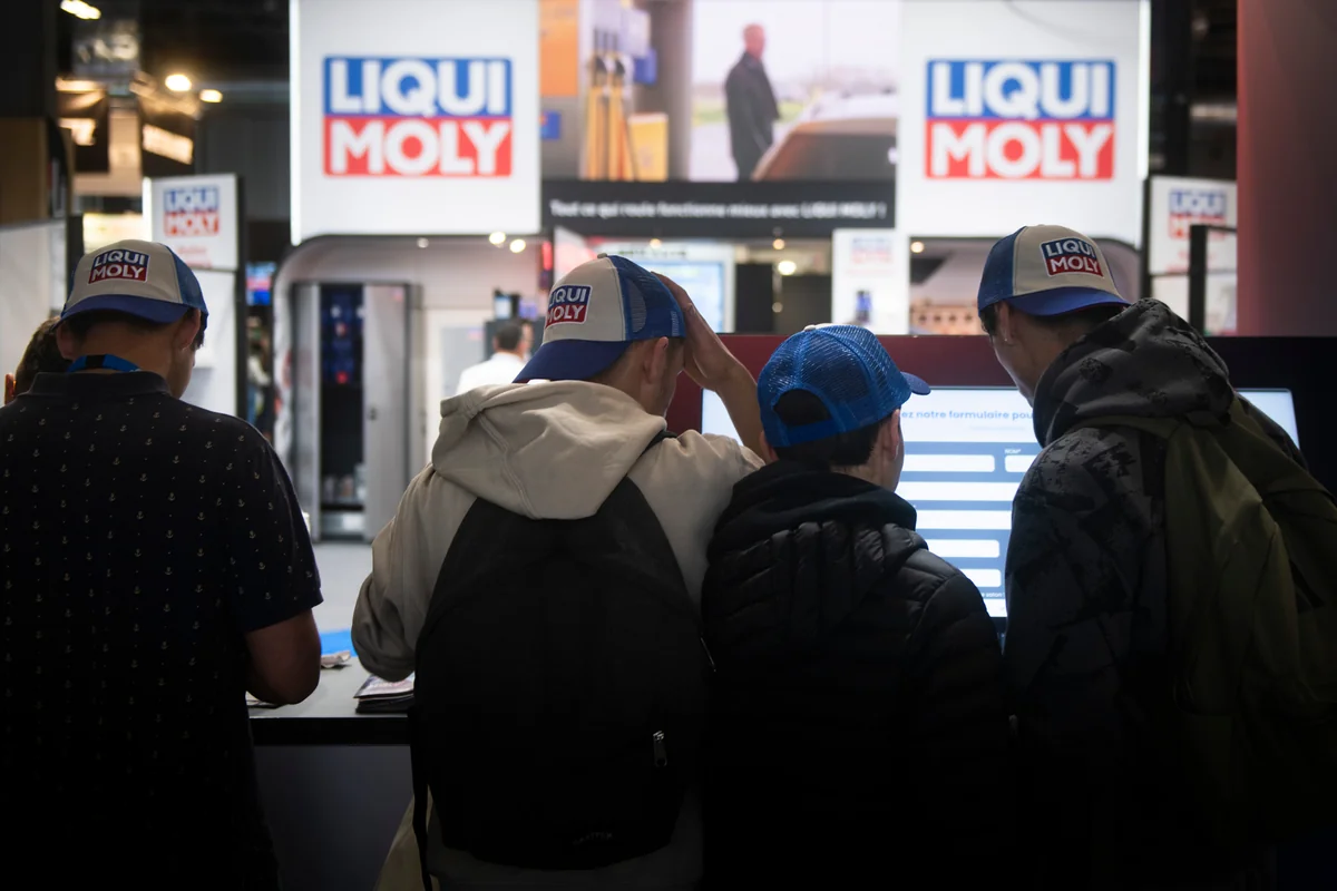 Visitors and stand branding at a trade show